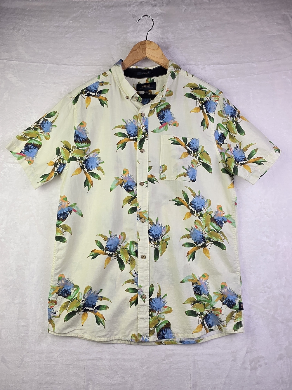 Roark Scholar La Selva Classic‎ Fit Shirt Mens Medium Short Sleeve Linen Blend